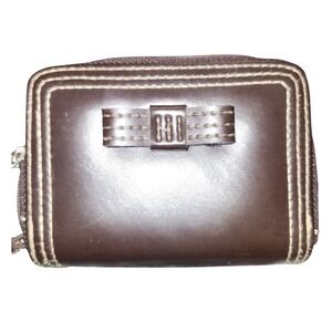 Buxton Brown Wallet Accordion Card Holder ID Window Bow Accent‎ Small
